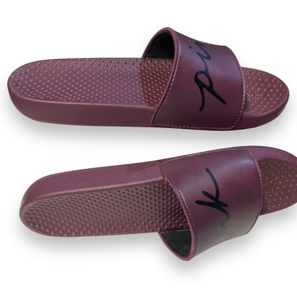Women’s Victoria’s Secret Pink Single Strap Slide Script‎ Logo Burgundy - Picture 4 of 8